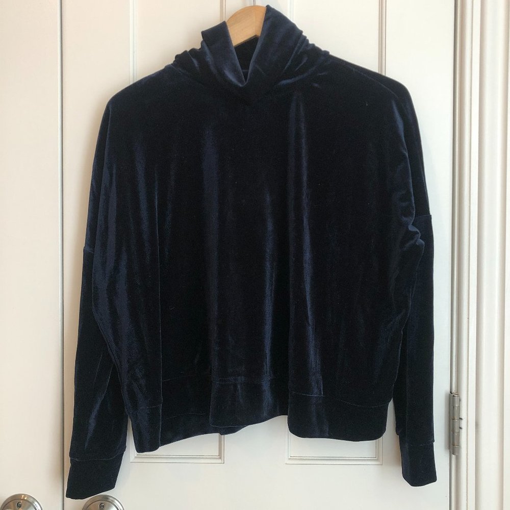 Soft Boxy Fit Drop Shoulder Velvet Turtleneck Top